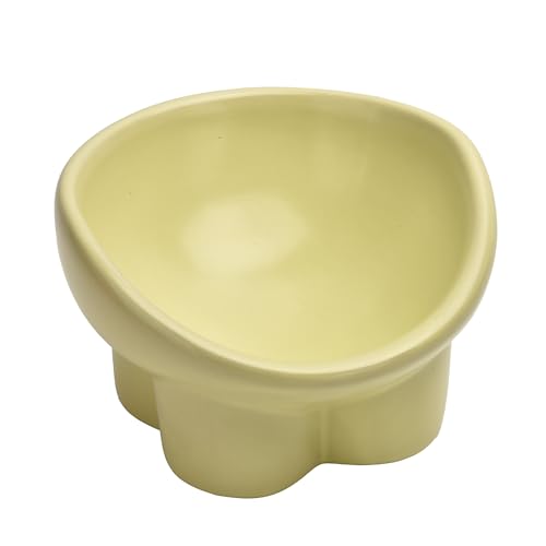 Ceramic Raised Cat Bowl,Elevated Tilted Anti Vomit Cat Bowls for Indoor Cats Whisker Friendly Pet Feeder for Food and Water,Cute Tilted Dish for Flat Faced Cats,Puppies - color: Cream