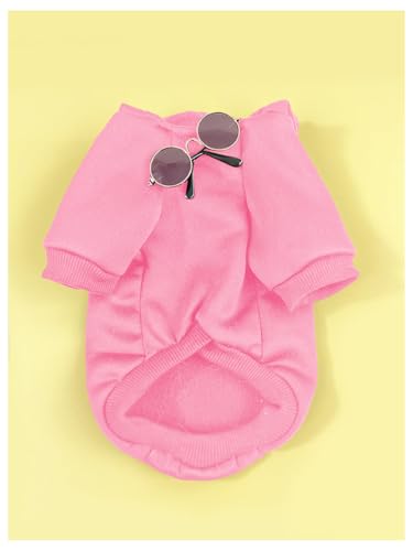 QWINEE 3Pcs Dog Hoodie Cat Apparel Dog Custume Set with Necklace and Sunglasses Pet Clothes for Puppy Small Medium Dogs Cats Light Pink X-Small - color: Light Pink, size: X-Small