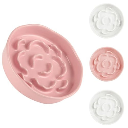 Small Slow Feeder Cat Bowls 4PCS Anti-Choking Puzzle Slow Feeding Dog Bowls with Non-Slip Base, Interactive Slow Feeder for Small Breeds, Bloat Prevention Maze Dish, 1 Cup Capacity