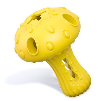 Dog Chew Toys for Aggressive Chewers, Rubber Treat Dispensing Stimulation Toy to Keep Them Busy, Durable Interactive Enrichment Puzzle Toy for Medium Large Breed Dogs - color: Yellow