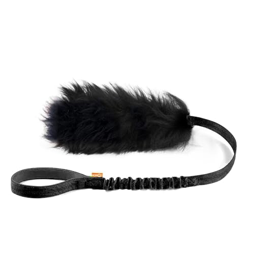 Dog Rope Toy,Dog Bungee Chaser Toy 100% Sheepskin,Sheep Smell Tug Toy for All Breeds (Black, Long Without Ball) - color: Black, size: Long Without Ball