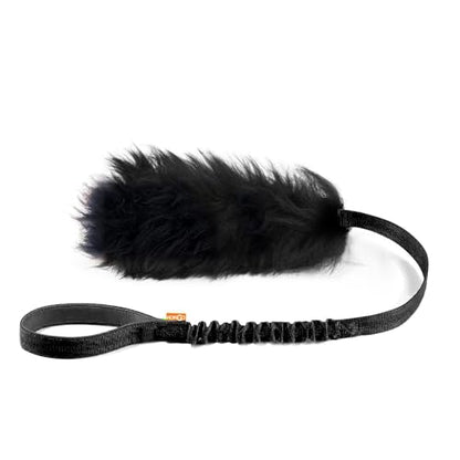 Dog Rope Toy,Dog Bungee Chaser Toy 100% Sheepskin,Sheep Smell Tug Toy for All Breeds (Black, Long Without Ball) - color: Black, size: Long Without Ball