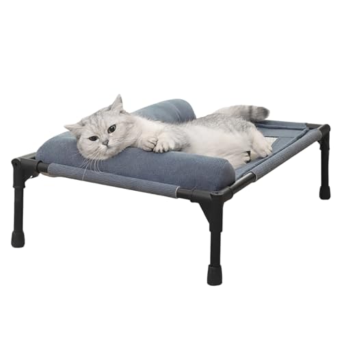 Dog Cot - Breathable Elevated Dog Cooling Bed, Washable Pet Sofa for Sleeping Play | Summer Hot Weather Puppy Senior Kitty Bunny Home Bedroom Living Room Offices Patio Backyard - color: Blue