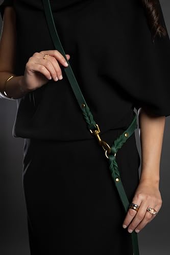 NOAH & PAW Leather Dog Leash, Premium Oil-Waxed Leather Braided, 8 ft Long Dog Leash with 6 Ways to Use Hands-Free, Quick-tie, Double Pet Lead Etc. Matching Collar Available. (Dark Green) - color: Dark Green