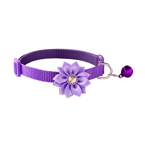 13Pcs Puppy Collars, Cat ID Collars with Bell Adjustable 19-32cm, Flower Soft Nylon Adjustable Identification Collars for Puppy Kittens(unbreakaway) - color: Flower, size: Unbreakaway