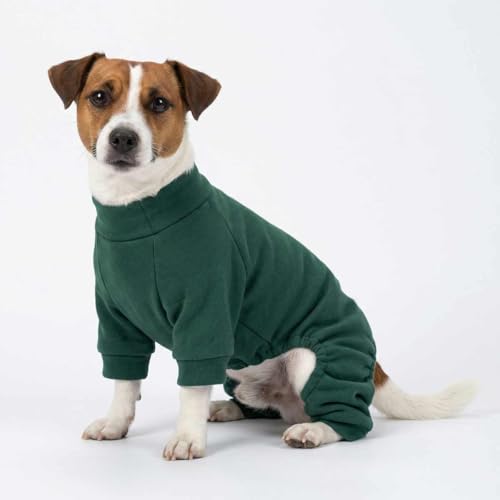 Fitwarm 2 Pack Lightweight Fleece Dog Pajamas, Warm Winter Clothes for Small Dogs Boy Girl, Cozy Pet Onesie with Feet, Yellow Green, Dark Green, Medium - color: Green, size: Medium