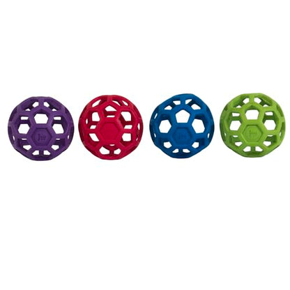 JW Pet Hol-ee Roller Dog Toy Puzzle Ball, Natural Rubber, Medium (4.5 Inch Diameter), Colors May Vary - size: Medium