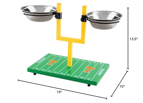 NCAA Tennessee Volunteers Goalpost Dog Feeder – Adjustable Elevated Dog Bowls with Stand, 2 Stainless Steel Bowls, Non-Slip Rubber Feet, Raised Pet Feeder for Large & Small Dogs - color: Tennessee Volunteers