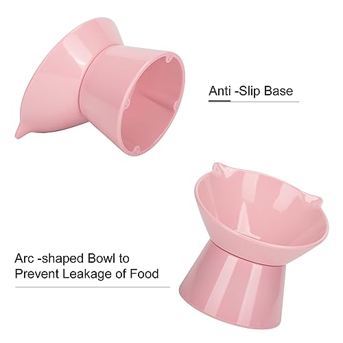 Detachable Elevated Cat Bowls, 15° Tilted Raised Cat Food Bowl Anti-Vomiting,Whisker Friendly, Adjustable Pet Dishes Extra Wide for Protecting Spine, Adult Kitten (Pink - color: Pink