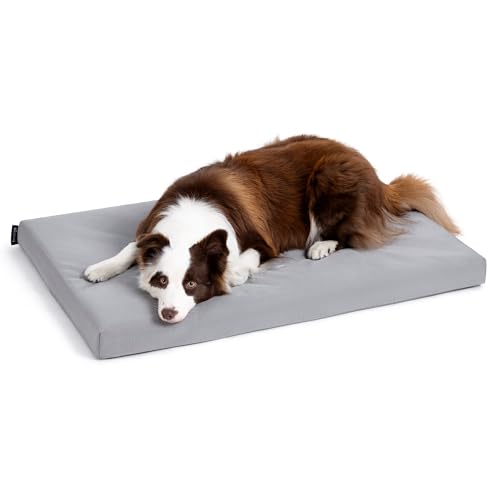 PELZIN Cybarmour Chew Proof Dog Bed - Orthopedic Indestructible Dog Crate Pad - Outdoor Waterproof Kennel Mat for Aggressive Chewers - Large Breeds & Fits 36-Inch Crate - 35"x22", Limestone - color: Limestone, size: 35.0"L x 22.0"W x 3"Th