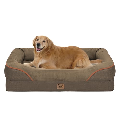Orthopedic XL Large Dog Bed - Removable Bolster & Waterproof Washable Cover for Pet Big Dogs Bed Extra Large Dog Beds with Foam Support Non-Slip Bottom - color: Coffee, size: XL-large (42"L x 30"W x 7.5"Th)