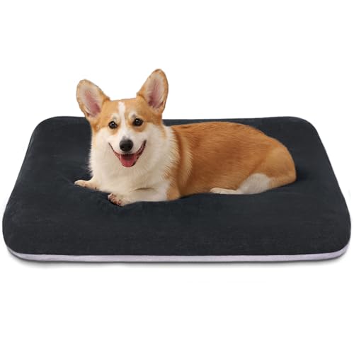 Super Soft Large Dog Bed Orthopedic Pet Beds 30 Inch Washable Anti Slip Dog Sleeping Mattress with Removable Cover, Dark Grey M - color: Dark Grey, size: 32.0"L x 24.0"W x 3.0"Th