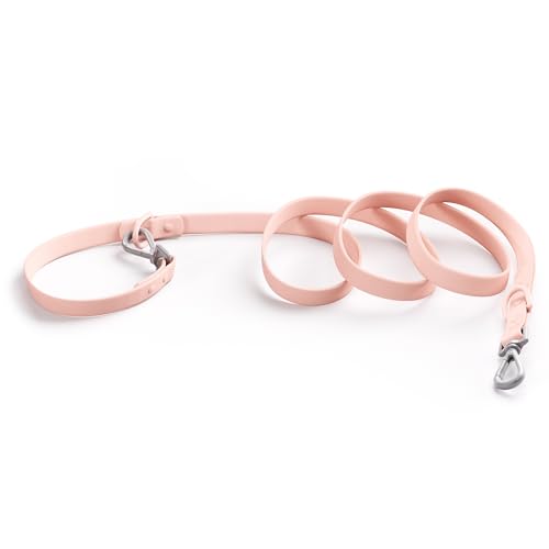Waterproof Dog Leash, Easy to Clean, Pink PVC Leash with Multifunctional Dual Hooks, Adjustable 3ft-6ft for Walking, Heel Training, Swimming (Blush Pink) - color: Blush Pink