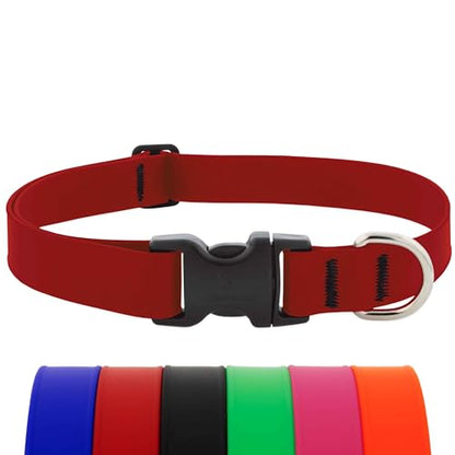 LupinePet Waterproof Splash Dog Collar, Brick Red, 1-inch Wide, adjusts 25-31", Made with BioThane - color: Brick Red, size: X-Large: Adjusts from 25 to 31 in, 1-in wide