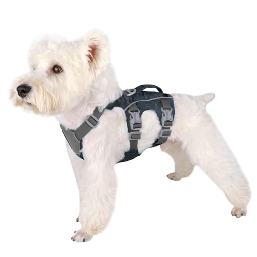 Escape Proof Dog Harness, Lightweight Full Body Pet Vest with Lift Handle and Leash Clip, Reflective Adjustable Small Dog Harness for Daily Walking(Grey,Chest:14-22") - color: Grey, size: XS: Chest 14-22", Fit 8-12 lbs