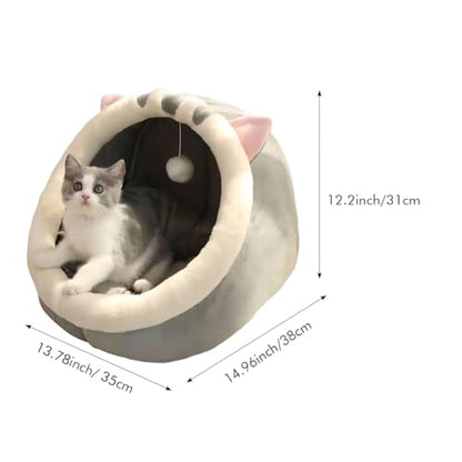 PUXING Cat Bed for Indoor Cats Cat Cave Bed Cat House Cat Tent Hideaway Pod for Indoor Cats Felt Kitten Beds Covered Cat House for Ultimate Cozy Comfort(Size:M)