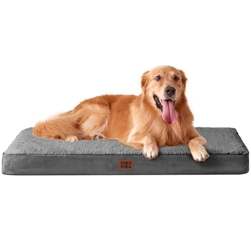 EHEYCIGA Orthopedic XL Dog Beds for Extra Large Dogs with Removable Washable Cover for Crate, Grey, 41x27 - color: Grey, size: 41*27*3.5 Inches