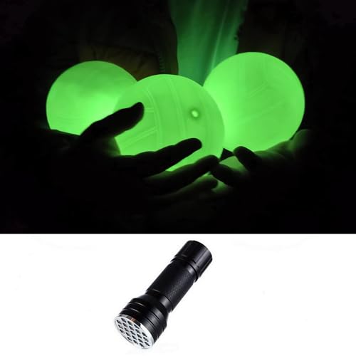 Spike Replacement Balls, Roundnet Game Extra Balls, Glow in The Dark Ball, Lawn Beach Water Pool, Yard Pong Bucket Toss Game Ball - Play at Night, Light Up for 20-30 Minutes - style: 3x Glow Balls with UV Flashlight