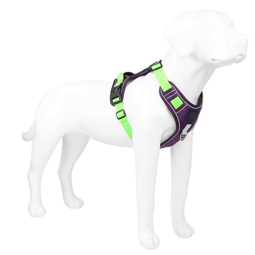FEESHOW No Pull Escape Proof Dog Harness with Soft Padded Handle Breathable Reflective Vest for Medium Large Dogs Walking Purple Large - color: Purple, size: Large
