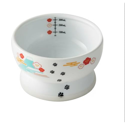 Necoichi Elevated Cat Water Bowl – Ceramic Raised Cat Bowl, Prevents Neck & Whisker Fatigue – Dishwasher & Microwave Safe – Pet Water Bowl for Cats (Fuji, Regular) - style: Fuji