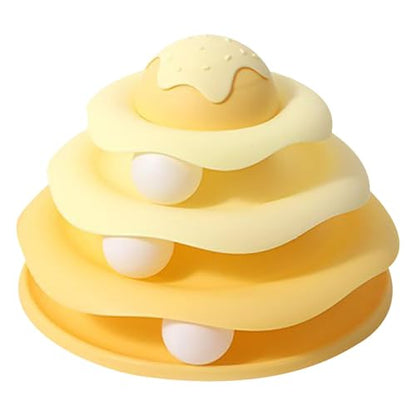 Cat Ball Track Toy, Cat Ball Tower, Multi-Level Design Cat Ball Track Toy, 3 in 1 Automatic Interactive Kitten Toy, Easy to Disassemble, Easy to Clean, Meet Your Cat's Exercise Needs (Yellow) - color: Yellow
