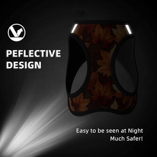Maple Leaves Fall Pattern Pet Harness Escape Proof Dog Harness Adjustable Mesh Padded Reflective Dog Vest Harness and Leash Set Small - color: Style 3, size: Small