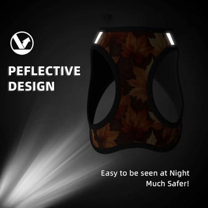 Maple Leaves Fall Pattern Pet Harness Escape Proof Dog Harness Adjustable Mesh Padded Reflective Dog Vest Harness and Leash Set Medium - color: Style 3, size: Medium