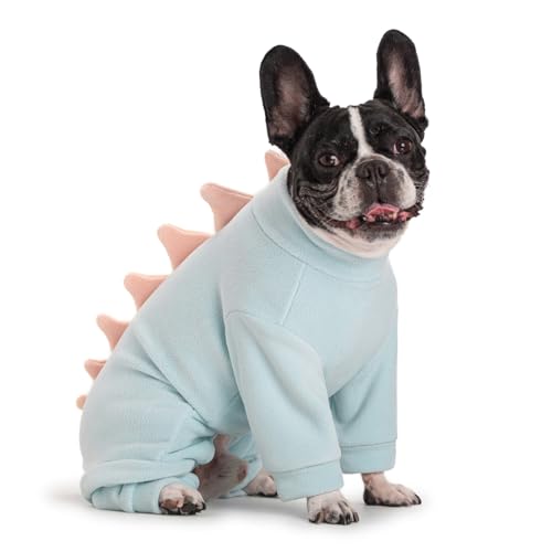 Halloween Fleece Dinosaur Dog Pajamas Adorable Costume French Bulldog Holiday Outfit Pet Cute Puppy Hoodie Cosplay Animal Costume for Small Medium Dog Christmas Winter Coat - size: L