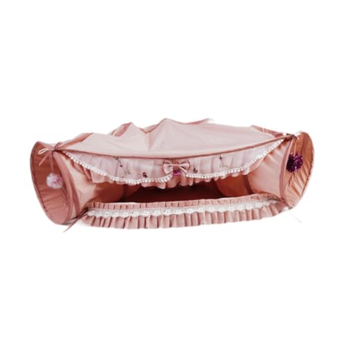 Baoblaze Cat Tunnel Bed Interactive Toy Playground Kitten Training with Removable Mat Hideout for Indoor Small Animals Pets Dogs Rabbit, Pink - color: Pink