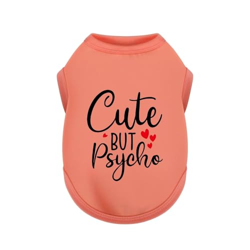Stylish Dog Clothes: Expressive Cotton Puppy Shirt Vest for Small and Medium Dogs, Featuring 'Cute but Psycho' Slogan Print - Perfect for Showing Off Your Pet's Unique Style! Watermelong Red XS - color: Watermelon Red, size: XS-(2~4.5lb) | Chest(~13.7")