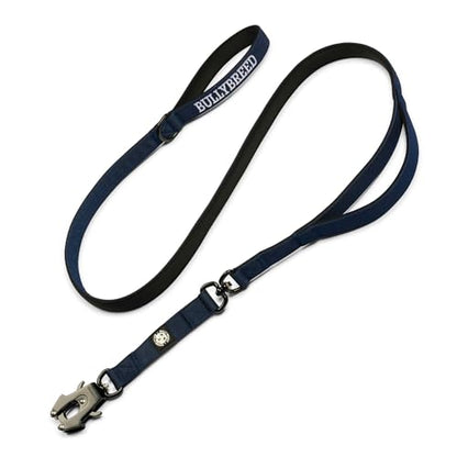 BULLYBREED | Heavy Duty Dog Leash, Tactical Dog Leash, Quick Release Frog Clip with Anti-Tangling Swivel System for Large Dogs that Pull with Soft Double Handles (5 FT Long, Navy Blue) - color: Navy Blue Double Handle