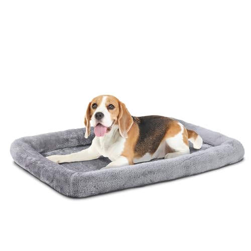 Bolster Dog Bed for Small Dogs 24''x18'', Soft Warm Foam Pet Sofa Bed, Machine Washable Pet Cat Crate Mat for Small Breeds, Grey - color: Grey, size: S:24x18x2.3 IN