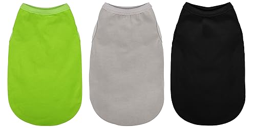 Paiaite 3 Pieces Plain Dog Shirt Sleeveless Puppy Cotton Dog Shirts Breathable Pet Apparel Tank Top Colorful Puppy Sweatshirt Clothes for Small Medium Dogs Black Green and Gray XXS - color: Black Green and Gray, size: XXS-(1~3lb) | Chest(~11.8")