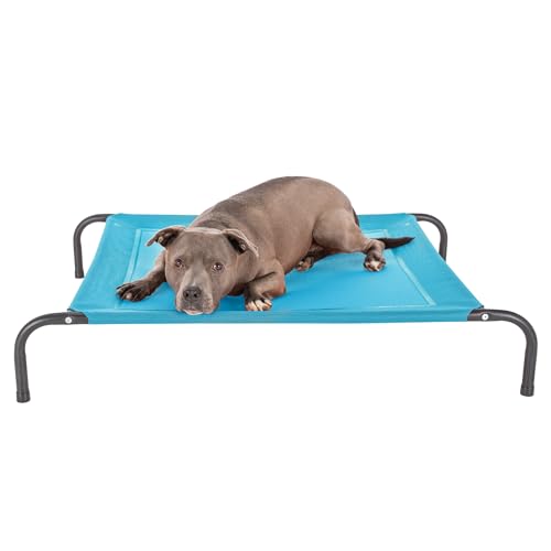 FurHaven Elevated Pet Cots - Cooling & Breathable Nylon Mesh Hammock for Dogs/Easy-to-Assemble / / Durable and Reinforced/Perfect for Rest & Relaxation Outdoors - Capri Blue, Medium - color: Capri Blue, size: Medium