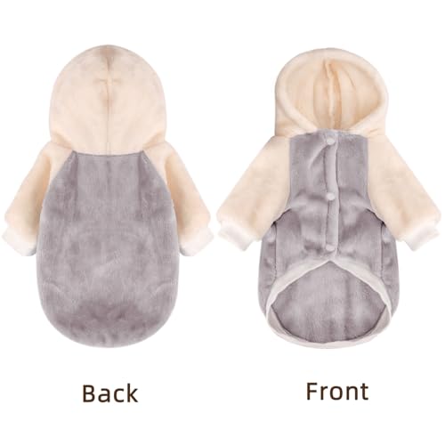 FabriCastle Dog Hoodie Sweater for Small Dogs Boy and Girl, Small Dog Clothes XS XXS Puppy Sweatshirt, Pet Outfit, Cat Clothing Super Soft Warm Snap On Closure (Lightgrey-Cream, XX-Small) - color: Lightgrey-Cream, size: XX-Small