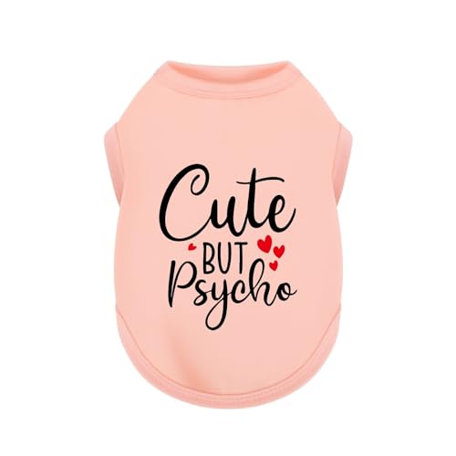 Stylish Dog Clothes: Expressive Cotton Puppy Shirt Vest for Small and Medium Dogs, Featuring 'Cute but Psycho' Slogan Print - Perfect for Showing Off Your Pet's Unique Style! Light Pink XS - color: Light Pink, size: XS-(2~4.5lb) | Chest(~13.7")