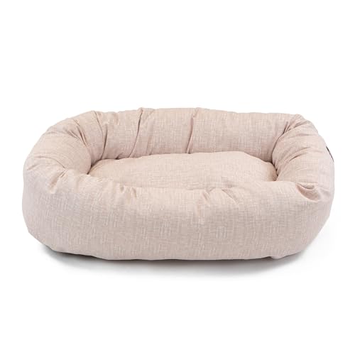 Majestic Pet 40 Inch Bagel Calming Dog Bed Washable – Cozy Soft Round Dog Bed with Spine Support for Dogs to Rest Their Head - Fluffy Donut Puppy Mat 40x29x9 (Inch) Large – Pink - color: Palette Heathered Blush Pink