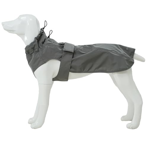 Waterproof Dog Raincoat with Reflective Strip, Adjustable Breathable Rain Coat Jacket with Leash Hole for Dogs (Gray, Small) - color: Gray, size: Small
