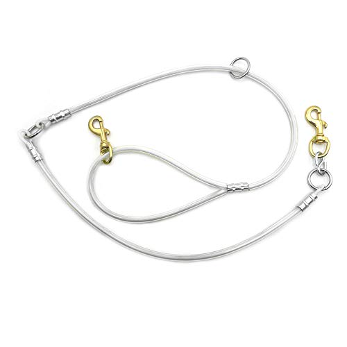 5' Cable & Cable Dog Leash Tree Tie Lead with O Ring (White) - color: White