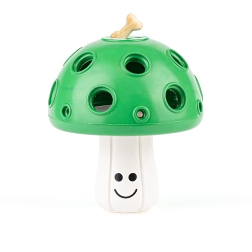 Fuzzl Eco Rubber Large Magic Shroom Puzzle Enrichment Toy - Green - Long Lasting Dog Treat Toys for Aggressive Chewers Strong Dog Toy for Dogs Durable Puppy Chew Toys - style: Mushroom Green