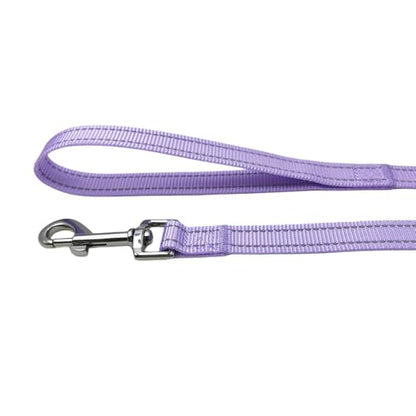 Dog Collar Leash Set, Durable Polyester with Reflective Strips, 5ft Matching Leash, Adjustable 4 Sizes for Small Medium Large Dogs.(S, Purple) - color: Solid Purple, size: Small