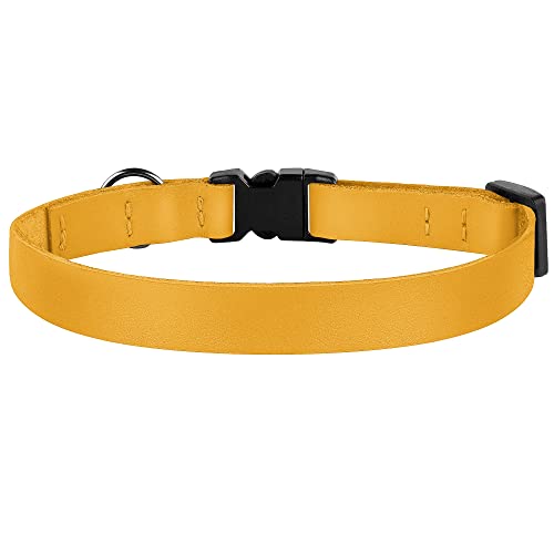 Breakaway Cat Collar with Bell - Leather Adjustable Kitten Collars with Safety Quick Release Buckle - Soft Small Pet Collars for Girl & Boy Cats (Yellow) - color: Yellow