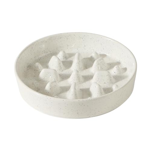 Havniva 1.6 Cup Slow Feeder Dog Bowls, 8.2” Ceramic Dog Slow Feeding Bowls for Medium Dogs Puzzle Dog Food Bowls for Fast Eater, Pet Slow Feeding Dish Non-Slip & Anti-Choking - color: 1 x Vanilla White - C, size: L- 8.2inch / 1.6 Cups