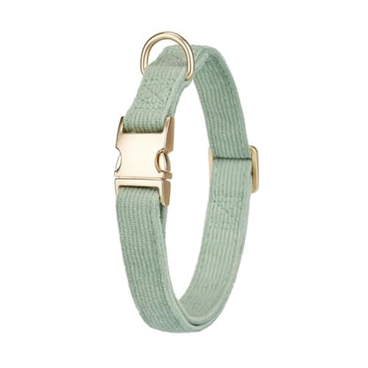 Cotton Fibric Dog Collar with High Grade Metal Buckle, for Medium Dogs(Light Green,Medium:12-19") - color: Lt Green, size: Medium