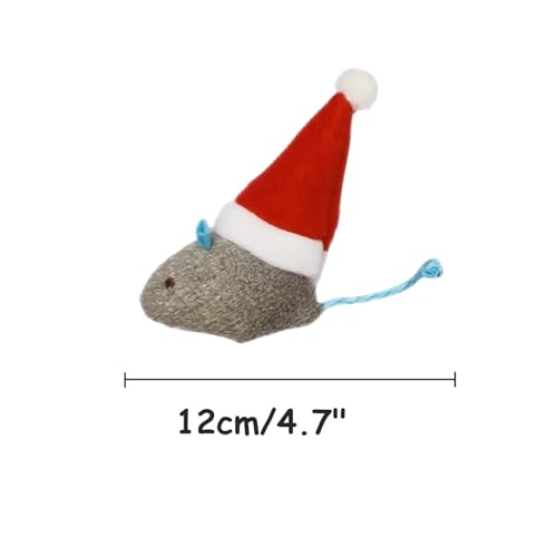 6-Pack Catnip Cat Mice Toys with Cute Christmas Hats - Holiday Cat Plush Toy Set for Cats & Kittens, Festive Interactive Catnip Mice for Indoor Cats, Durable & Fun Christmas-Themed Cat Toys-Style 2 - size: 6 Upright hat Christmas mice