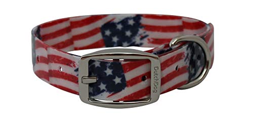 DutchDog Amsterdam Waterproof Dog Collar Stars & Stripes 16-25", Red/Blue/White (DDCLSS25)