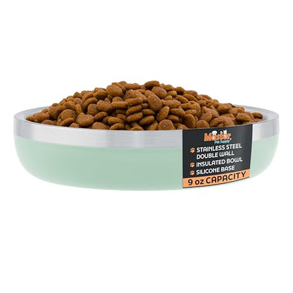 Master Pet Supply Stainless Steel Cat Bowls - 9 oz Heavy Duty - Pistachio, Double Wall Extra-Thick Insulated, Non-Slip Pet Water Bowl for Cats & Pets, Anti Rust Metal, Dishwasher Safe - color: Pistachio