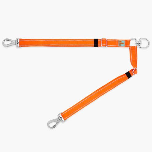 Dog Friendly Co. Leash Splitter | Walk Two Dogs | Complete Control - 360° Swivel, Tangle Free, Adjustable Length, Reflective Webbing, Heavy Duty Clips (Hi-Vis Orange) - color: Hi-Vis Orange