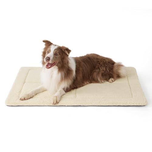 Bedsure Washable Dog Crate Bed for Large Dogs, Soft Foam Floor Pet Mat, Versatile Lightweight Pet Crate Pad for Cages - color: Beige, size: 41x28 in