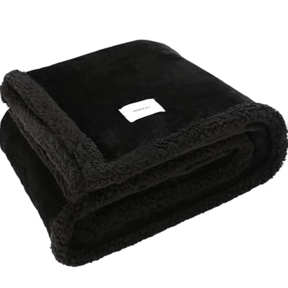 Dog Blanket, Waterproof Reversible Sherpa Fleece Throw Blanket, Furniture Cover for Bed, Couch, Sofa Protection from Liquid Pee and Pet Fur of Puppy, Cat (Black M39*57inches) - color: Black, size: 39*57